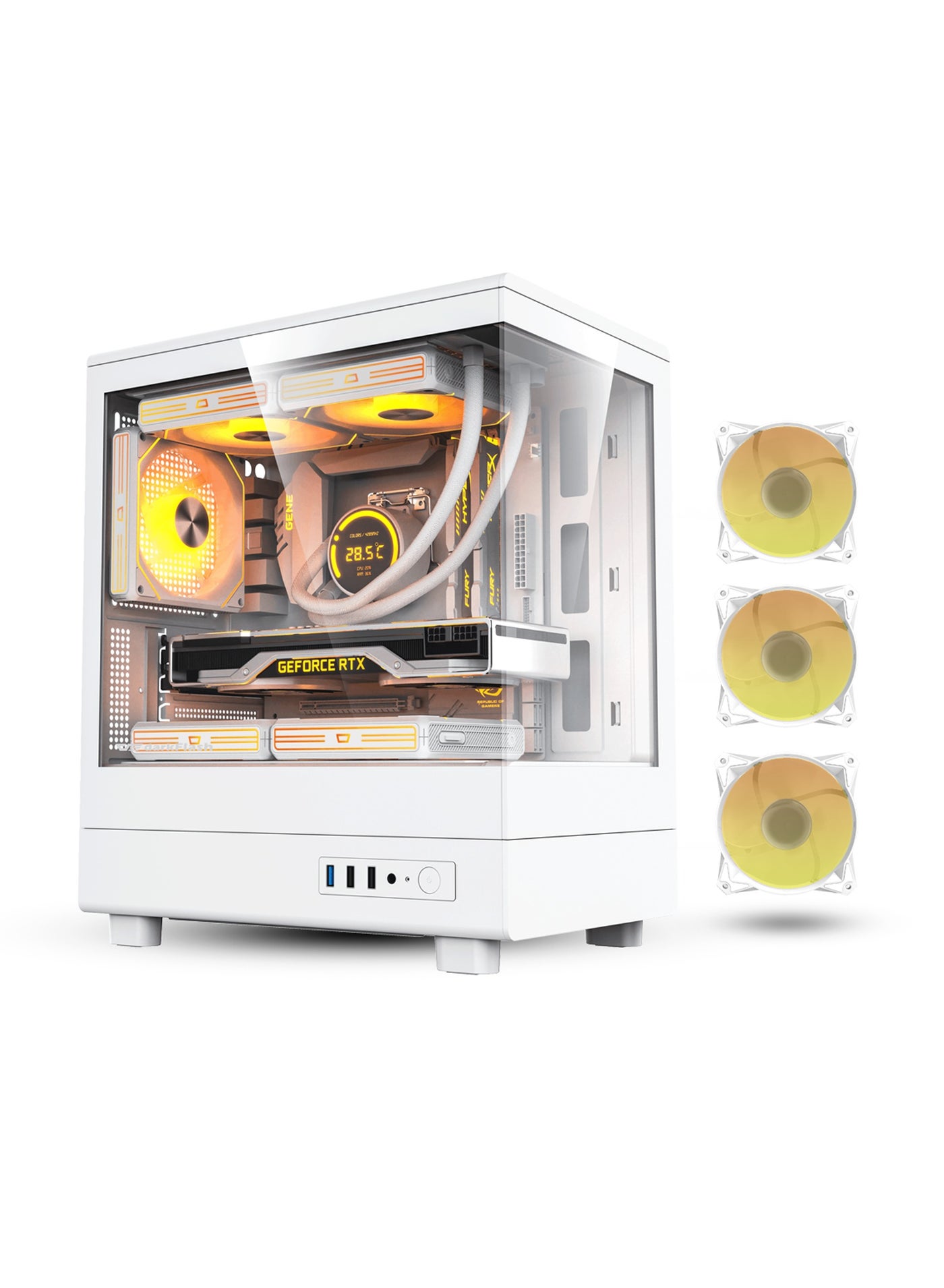 Compare Darkflash DB330M Tempered Glass MATXITX Gaming PC Case with PreInstalled 3*120MM ARGB Fans, 270 Degree Panoramic Design, Supports up to 240MM Radiator, USB 3.0, 2*SSD Slots Gaming Case at KSA Price