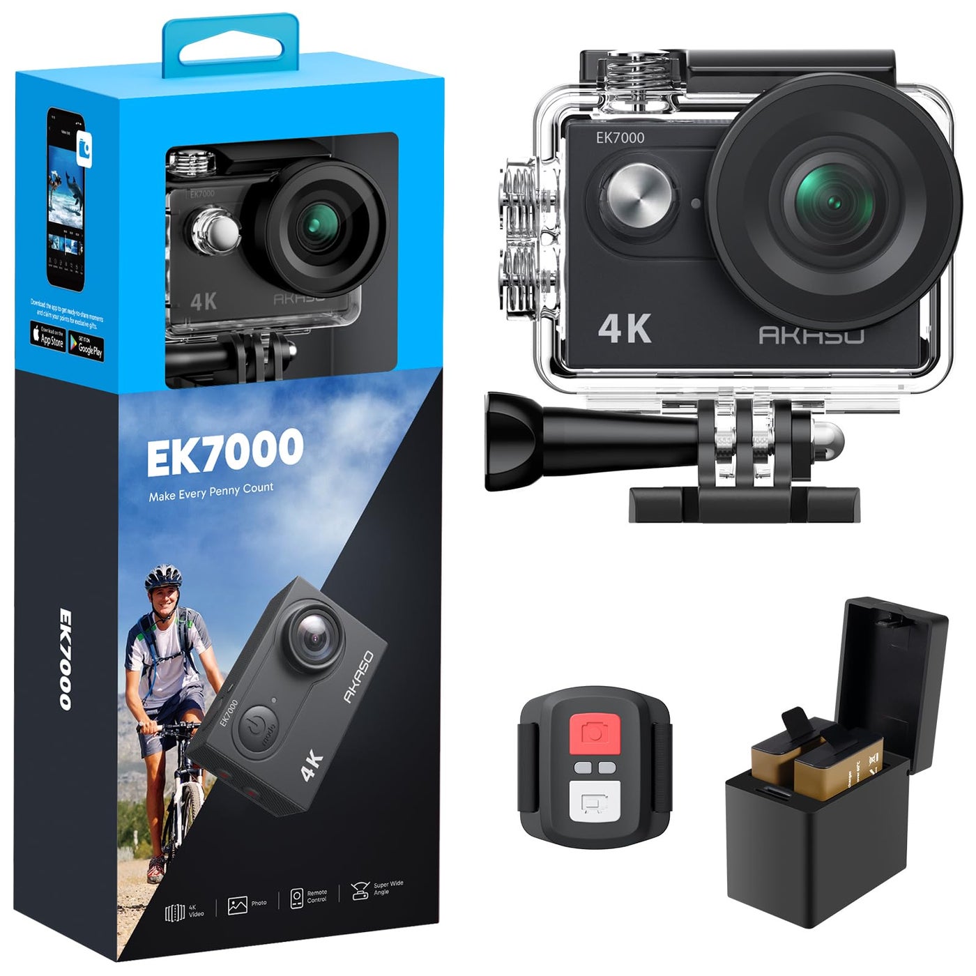 AKASO EK7000 4K30FPS 20MP WiFi Action Camera with…