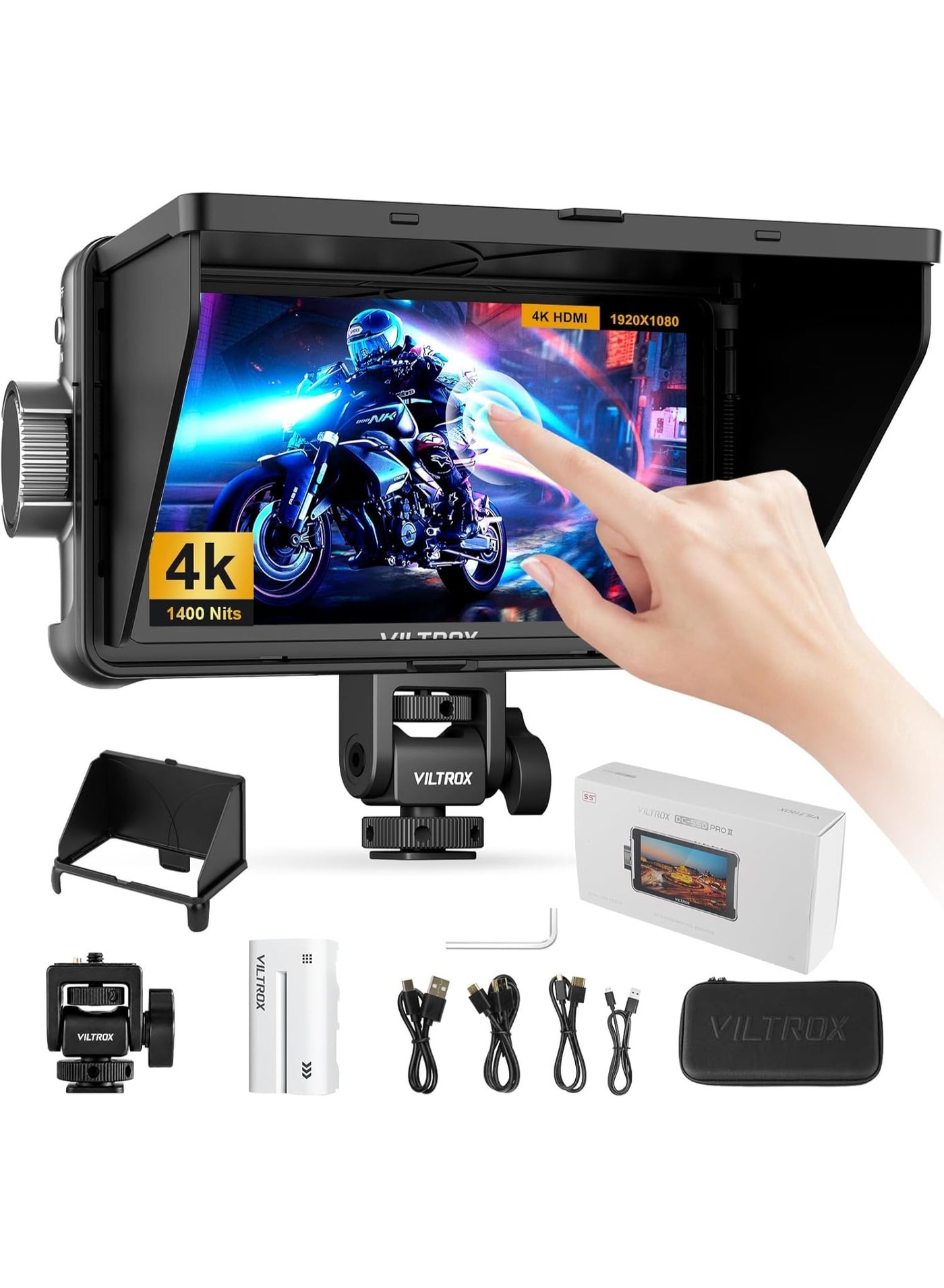 Compare Viltrox DC550 Pro II 5.5Inch Touchscreen HD Monitor – 1400 Nits HighBrightness IPS, 4K HDMI 2.0 60Hz, USBWiFi Camera Control, 3D LUT & Onion Skin, For DSLR & Mirrorless Cameras at KSA Price