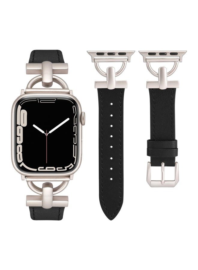 Compare Leather Band Compatible with Apple Watch Bands Women 41mm 40mm 38mm 49mm 46mm 45mm 44mm 42mm, Fancy Dressy Strap for iWatch Series 10 9 8 Ultra SE 7 6 5 4 3 2 1,BlackStarlight at KSA Price