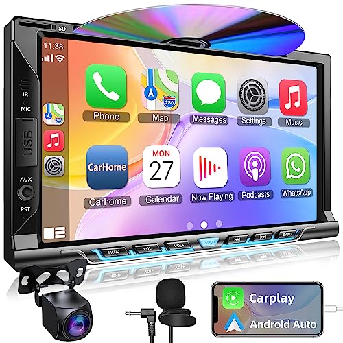 Compare Double Din car Stereo with CDDVD Player CarPlay Android Auto Car Audio with Bluetooth 7 Inch HD Touchscreen Rear Camera USBTFAUX AMFM Subwoofer Radio Receiver at KSA Price