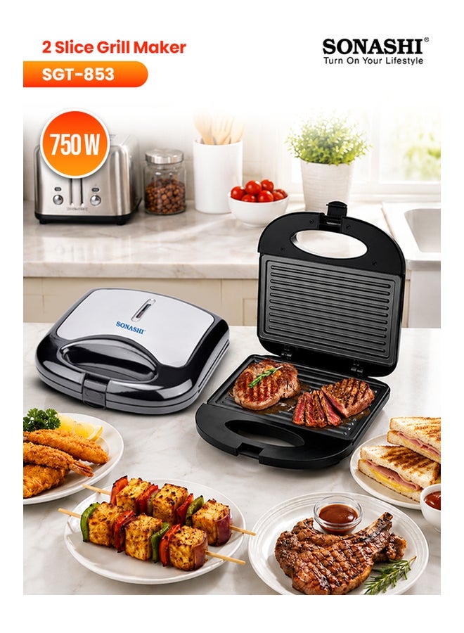 2 Slice Grill Maker – Non-Stick, Stainless Steel Sandwich…