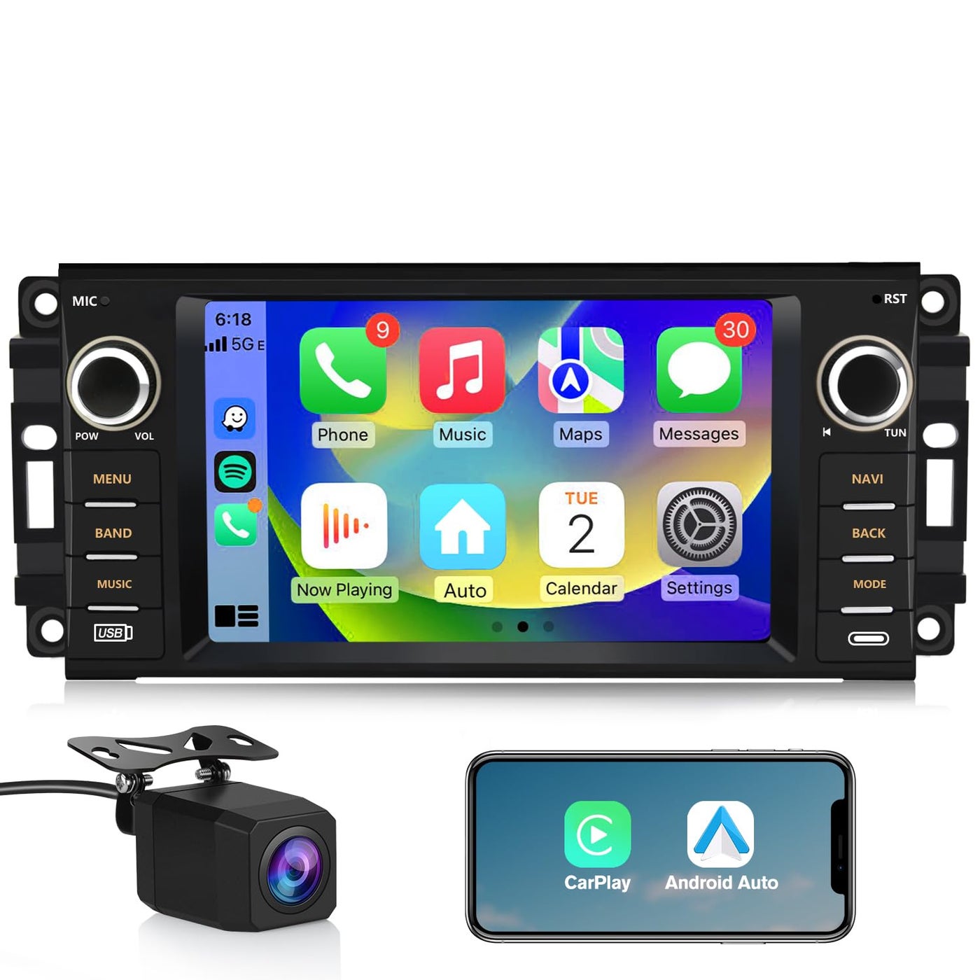 Compare Car Stereo 2GB32GB for Jeep Wrangler JK Compass PatriotChryslerDodge RAM Charger 7 inch Touch Screen Android 13 Radio with Wireless CarPlay Andriod Auto with Reverse Camera at KSA Price