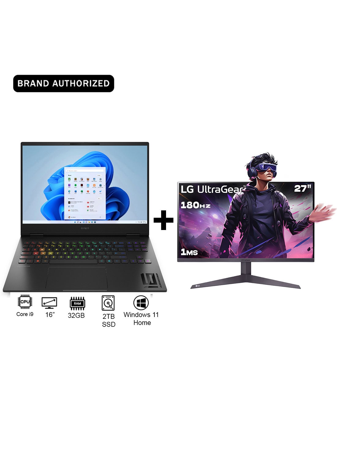 Compare OMEN 9U2H5EA Laptop With 16Inch Display, Core i914900HX Processor32GB RAM2TB SSD8GB NVIDIA GeForce RTX 4070 GraphicsWindows 11 Home + Gaming Monitor EnglishArabic Shadow black at KSA Price