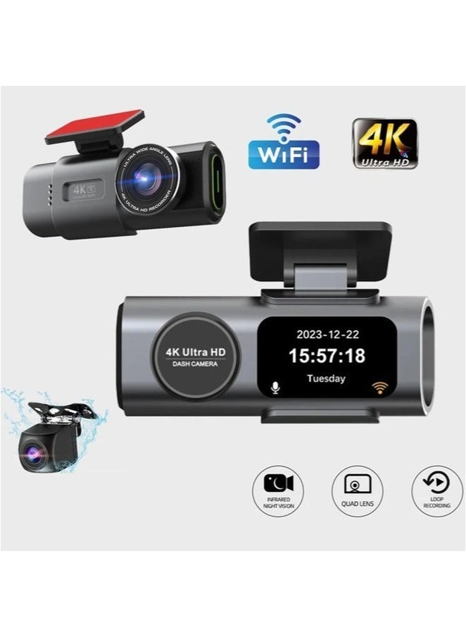 4K Dual Dash Cam with WiFi – Front and Rear Driving…