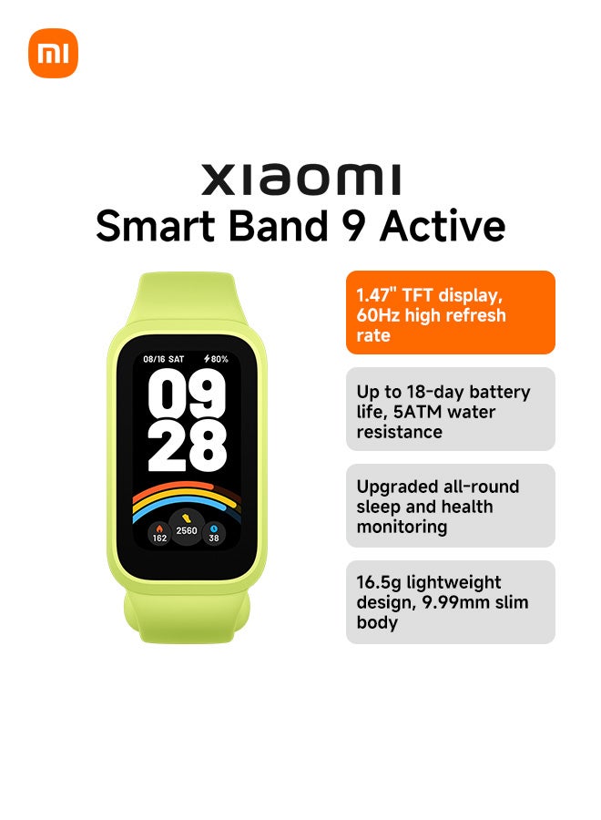 Compare Smart Band 9 Active – Green | 1.47 Inch Big Screen, 18 Days Battery Life, AllDay Health Monitoring, Water Resistant, UltraSlim Body green at KSA Price