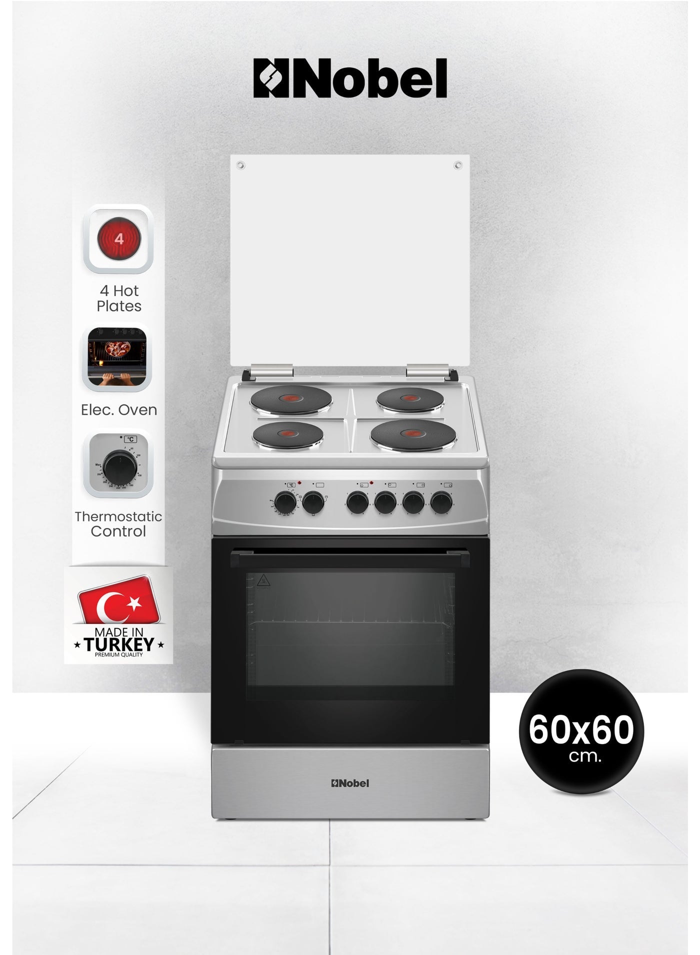 Electric Cooking Range 4-Hotplate Vitroceramic Free…