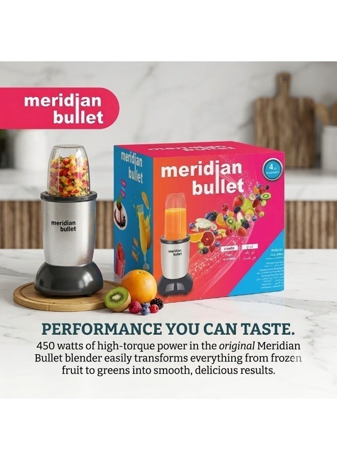 Compare MB450 450W Blender Mixer Grinder, 6Piece Smoothie & Nutrient Extractor with Coffee, Spice & Nuts Grinder, Compact HighSpeed Juicer Blender, Silver at KSA Price