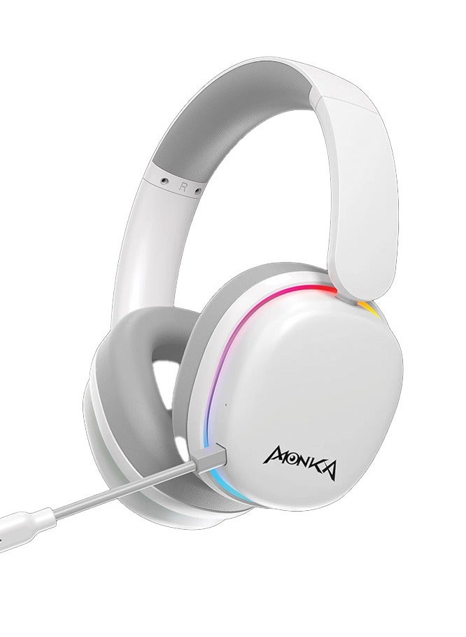 Compare RGB Gaming Headset Wireless with Bluetooth 5.2, 50mm Drivers, 118dB Sensitivity, Detachable Mic, Omnidirectional Noise Cancellation, 20Hz20KHz Range – Compatible with PC, Laptop, Tablet & Phone at KSA Price
