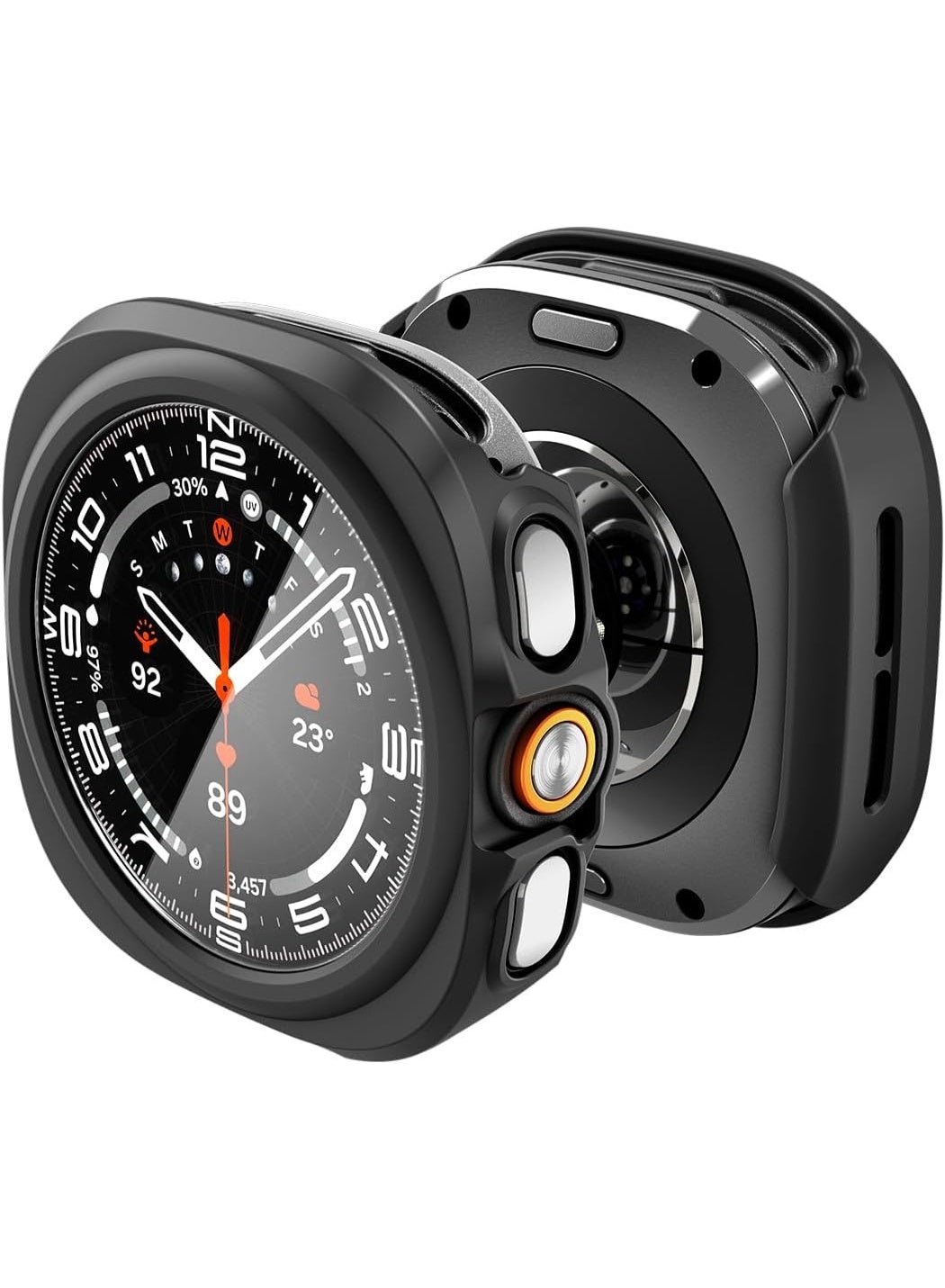Compare Thin fit 360 samsung galaxy watch ultra 2 47mm case 9h tempered glass screen protector black slim lightweight buttons sensors touch response display protection scratches drops easy installation at KSA Price