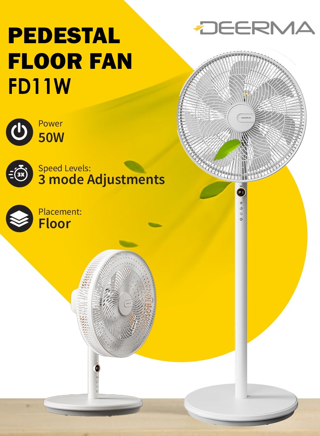Compare HighPower 16 Pedestal Floor Fan with 7 Biomimetic Leaf Blades, WideAngle Oscillation, 4 Height Levels, 3Speed Settings, Touch Controls, LED Display with Hour Timer and Sleep Mode Silent Noise & EnergyEfficient for Home or at KSA Price