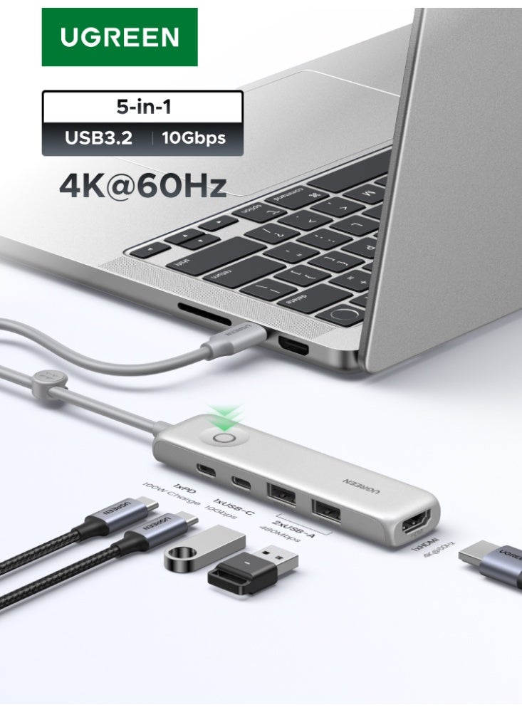 5-in-1 USB Hub Type C with 4K@60Hz HDMI,…