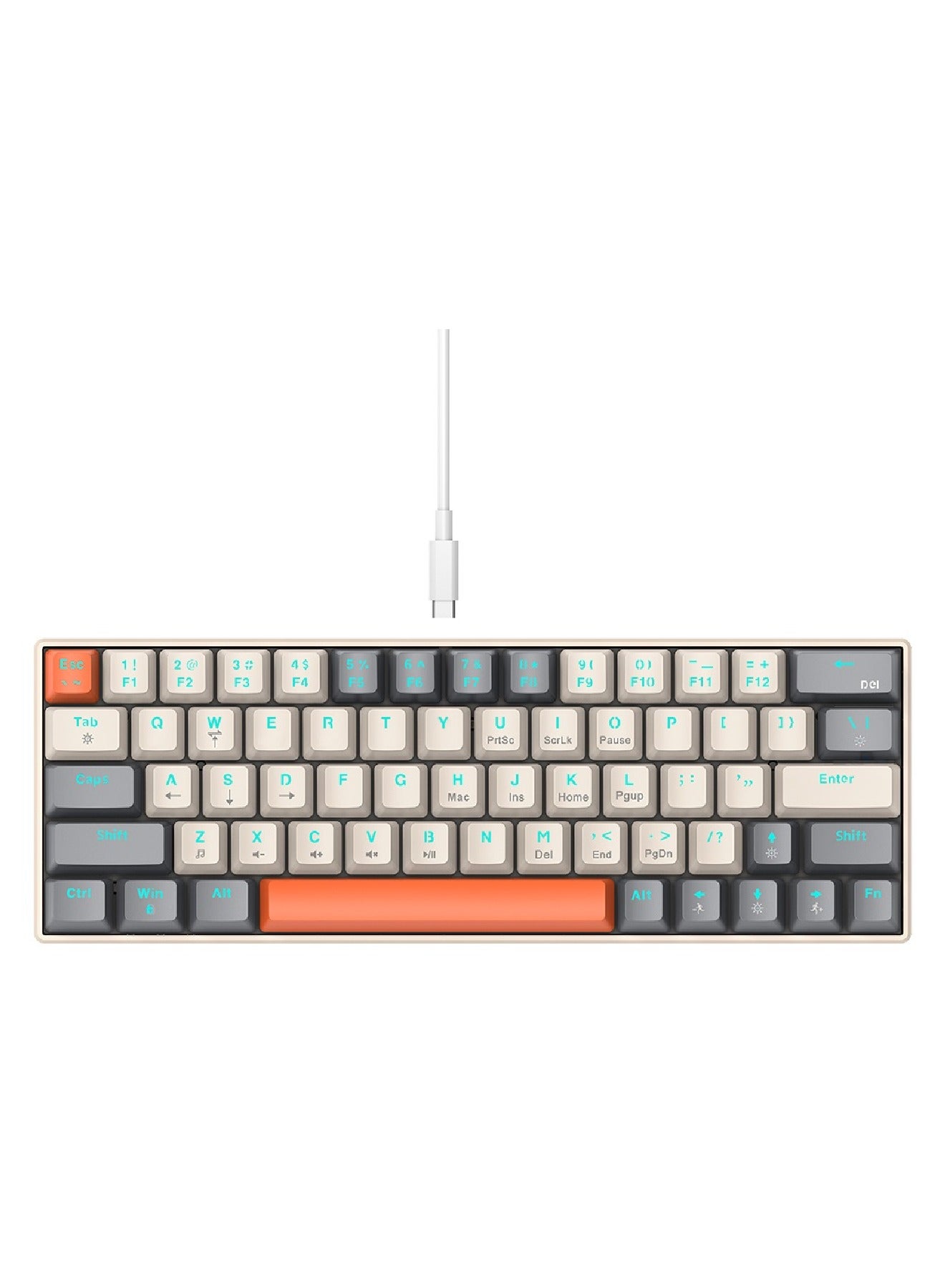 Compare 63 Keys Wired Mechanical Gaming Keyboard Rgb Backlit Ultra Compact Mini Keyboard Waterproof Mini Compact 63 Keys Keyboard For PC Mac Gamer Typist Travel Easy White Grey at KSA Price