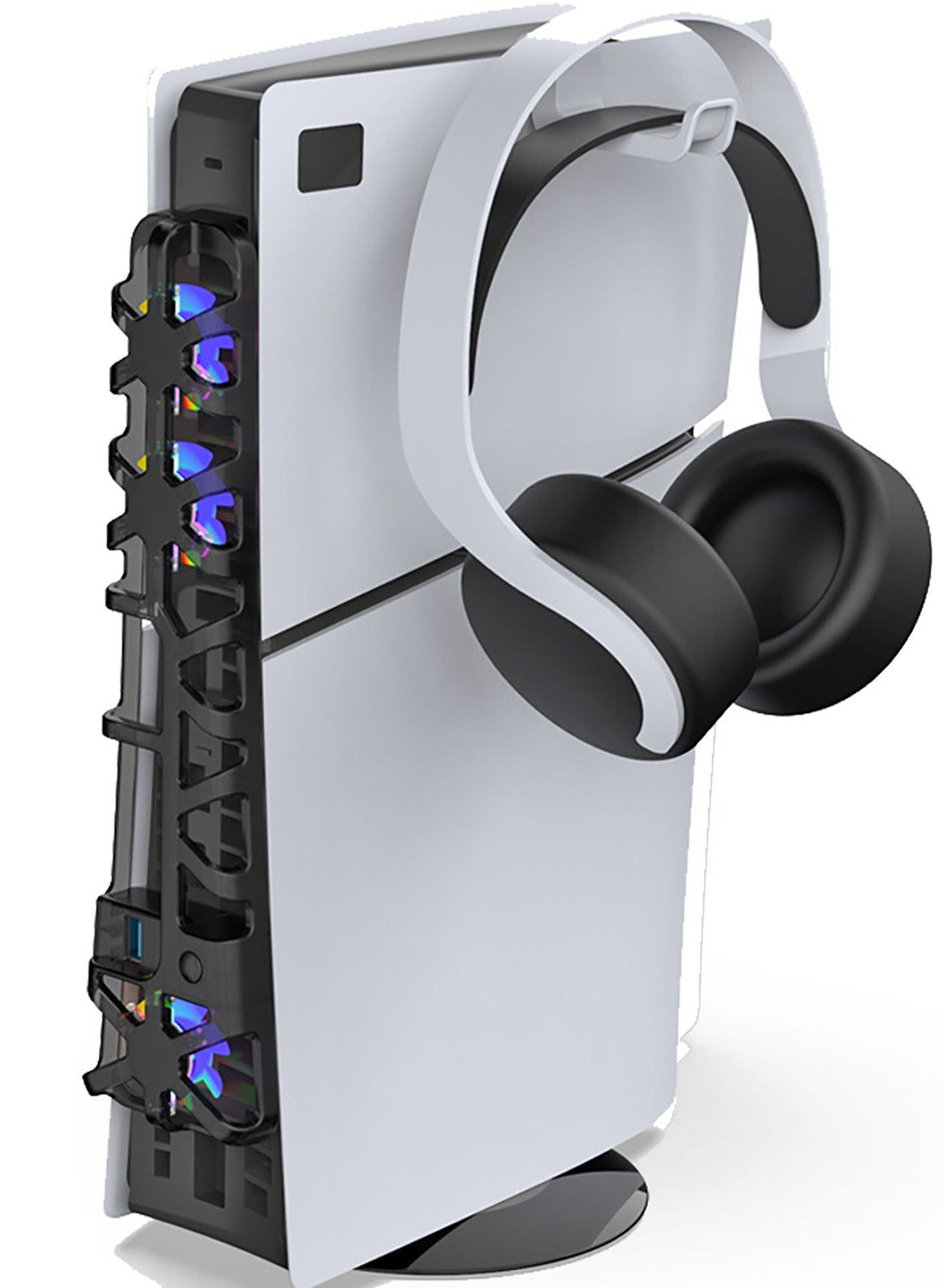 Compare PS5 Slim Vertical Console Stand with Cooling Fan & Headphone Hanger  AllinOne Gaming Accessory at KSA Price