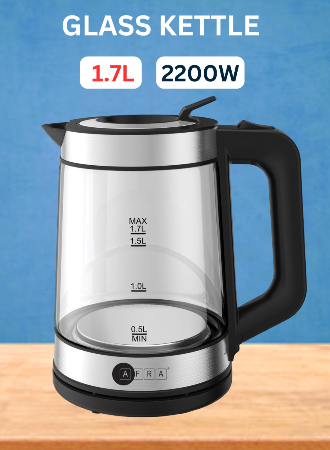Electric Kettle | 1.7L | 2200W | 360° Cordless | Overheat…