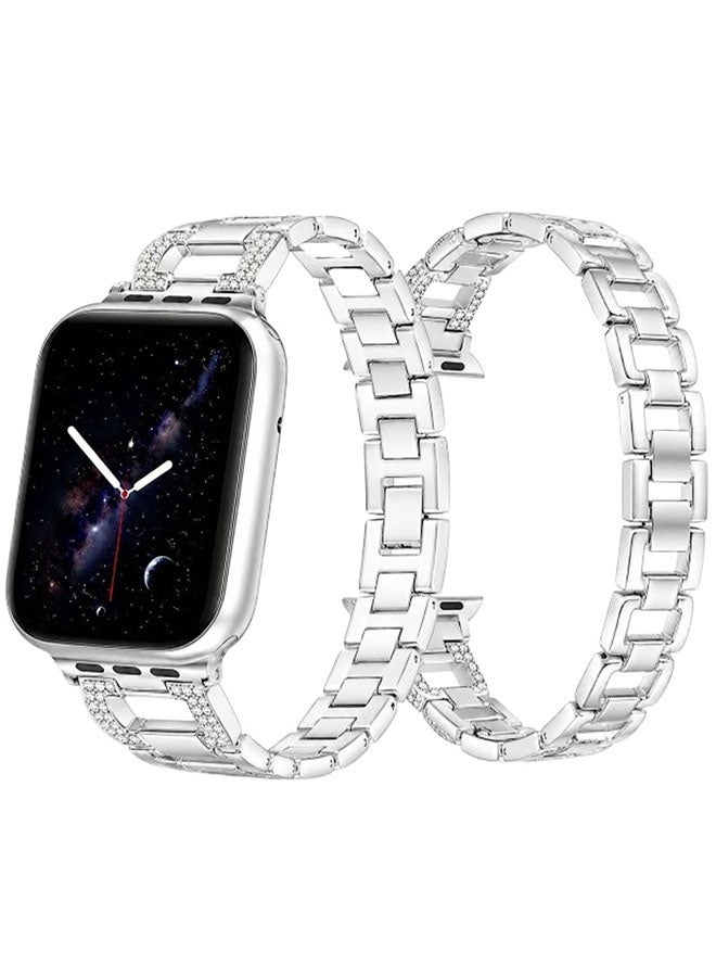 Compare For Smart Watch 44mm 45mm 49mm Stainless Steel Link Watch Band Compatible with Series Ultra 3 2 SE 9 8 7 6 5 4 3 2 1, Replacement Bracelet with Folding Clasp Adjustable Metal Strap for Daily and Formal Wear  Silver Chain Link at KSA Price