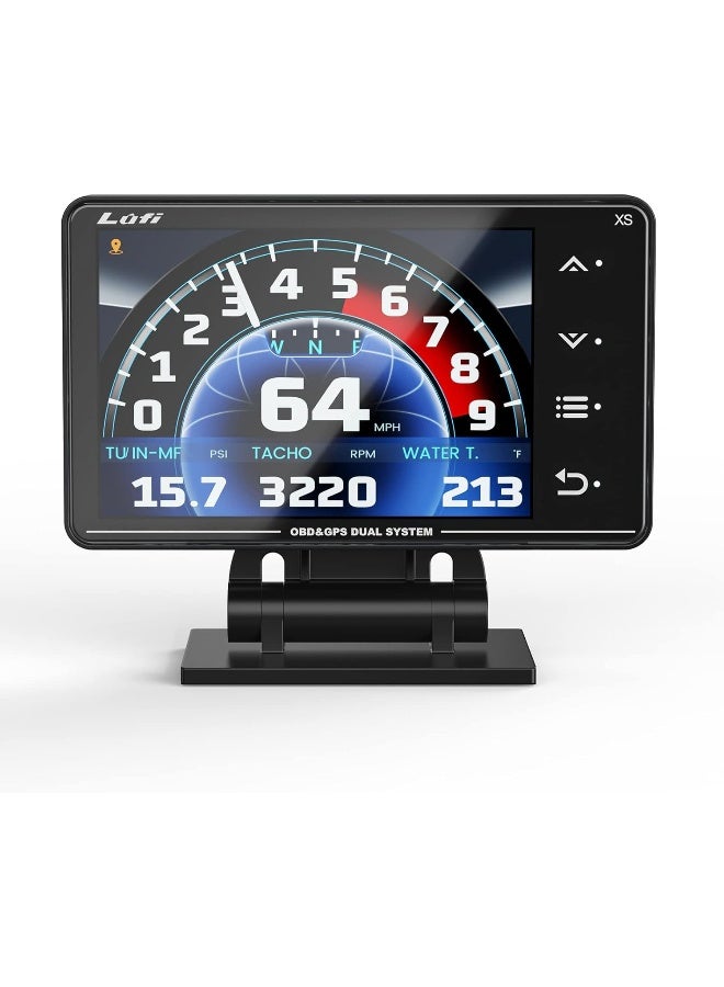 Compare Lufi Xs OBD2 Gauge Display, GPS Speedometer, Car Inclinometer, Boost Gauge, RPM Meter, Heads Up Display for Car, Multifunction Digital Gauge Cluster at KSA Price
