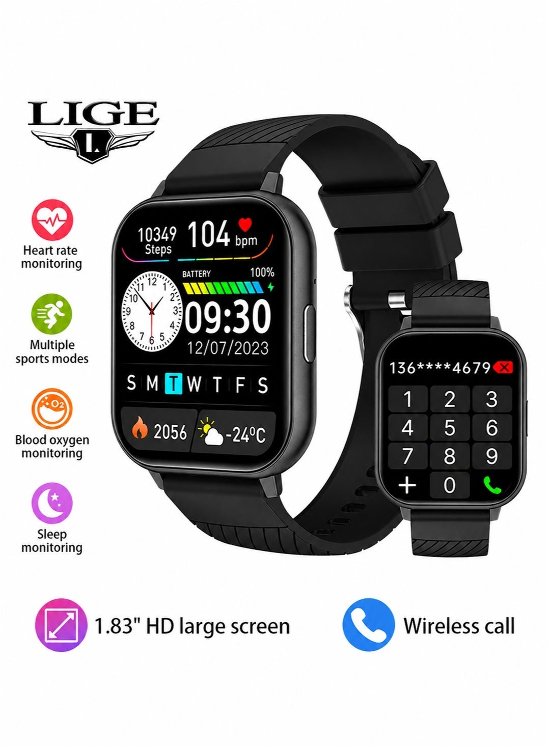 New Original Brand Sports Mens Smartwatch ,1.83