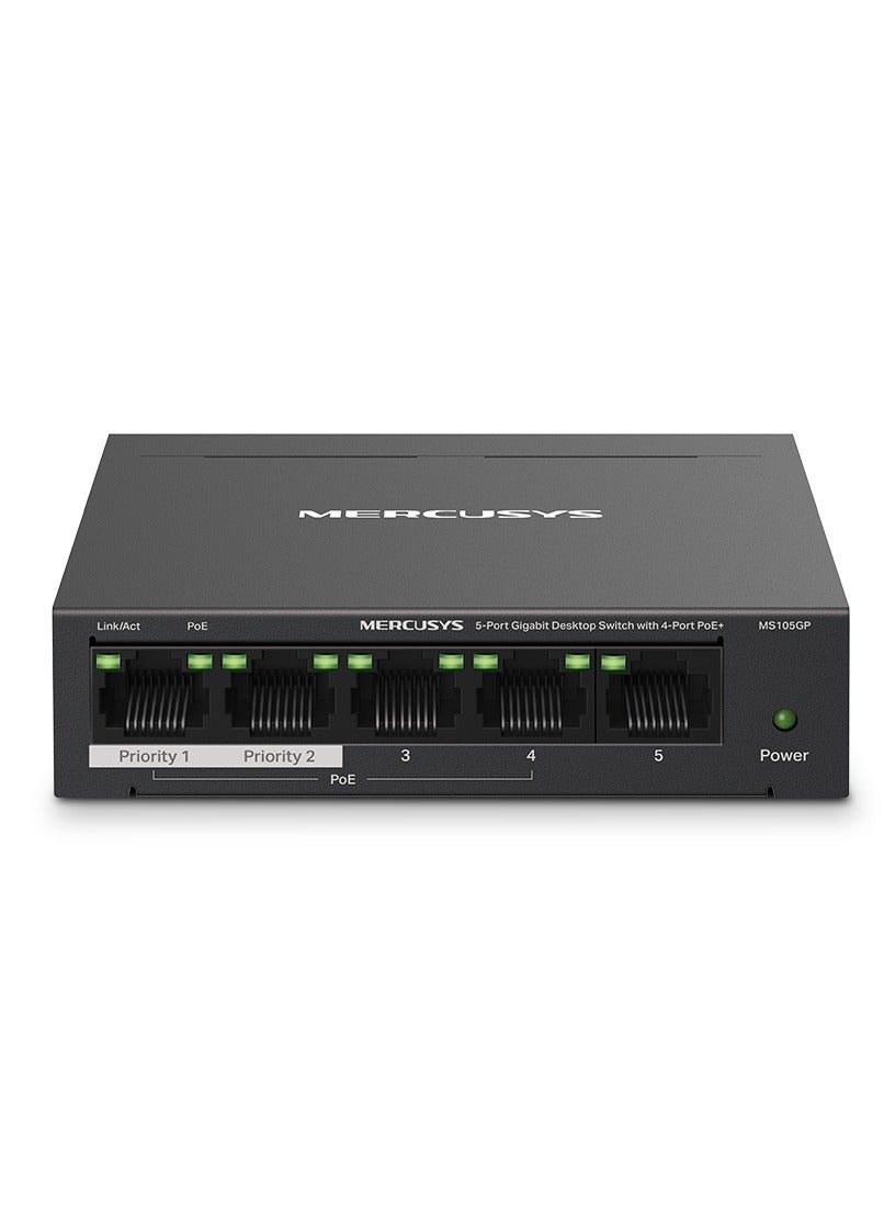 Compare MS105GP 5Port Gigabit Desktop Switch with 4Port PoE+ Black at KSA Price