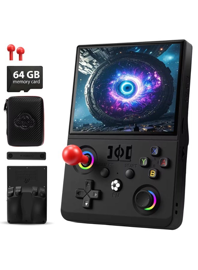 Compare R36MAX 2 Retro Handheld Game Console 4.5 Inch IPS Screen Portable Gaming Device Linux System 64GB BuiltIn Games Pocket Video Game Player Rechargeable Classic Entertainment Console Black at KSA Price