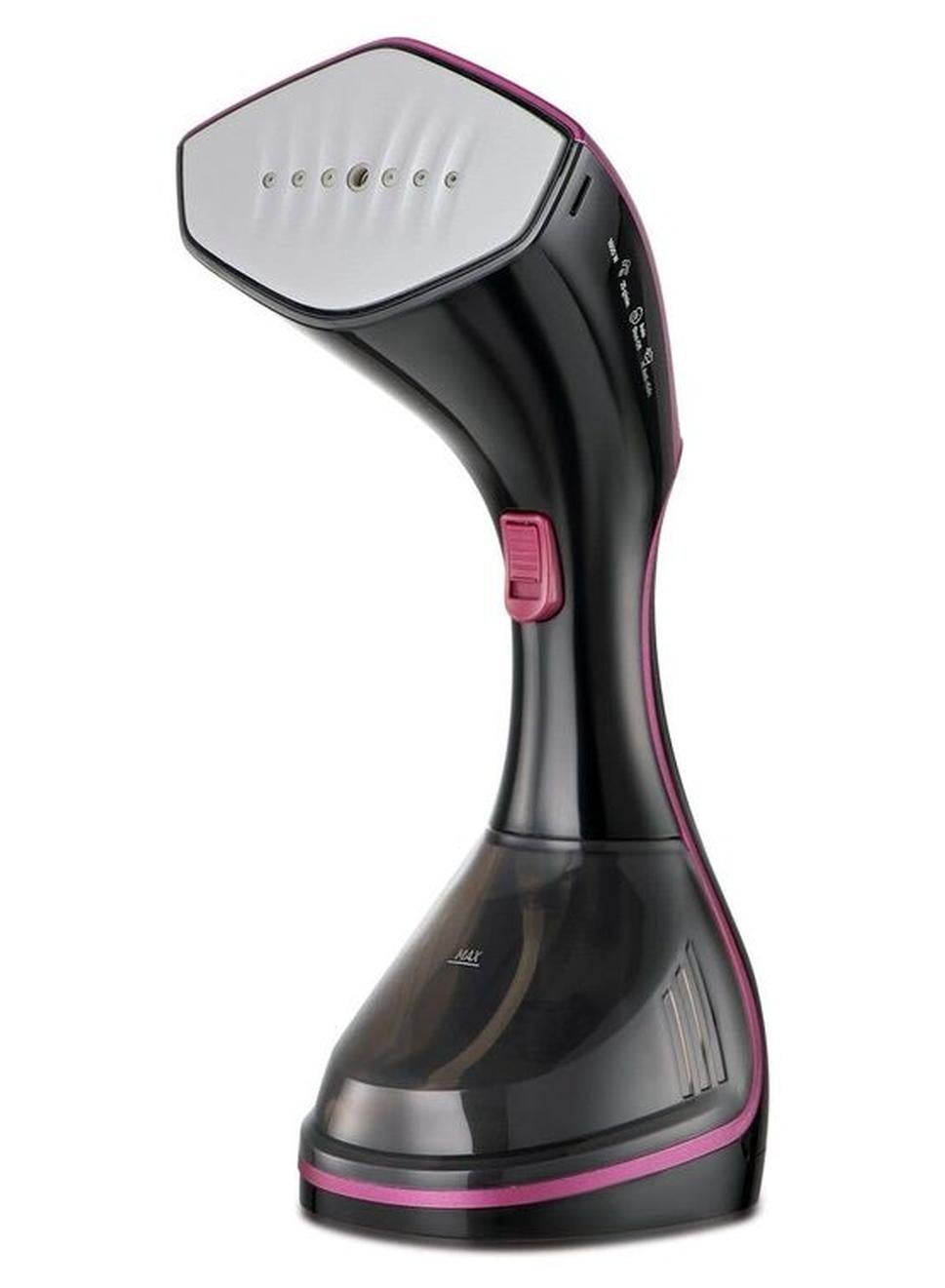 Compare Portable Digital Handheld Garment Steamer, 180° Swivel Hinge, 5Height Adjustment, Variable Temperature Control, Removable Drip Tray, CoolTouch Handle, 240 ml 1600 W HSTD1600B5 black purple at KSA Price