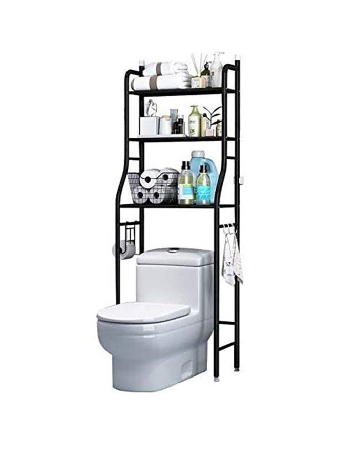 Compare Toilet Storage Rack 3 Tier Bathroom Shelving Black at KSA Price