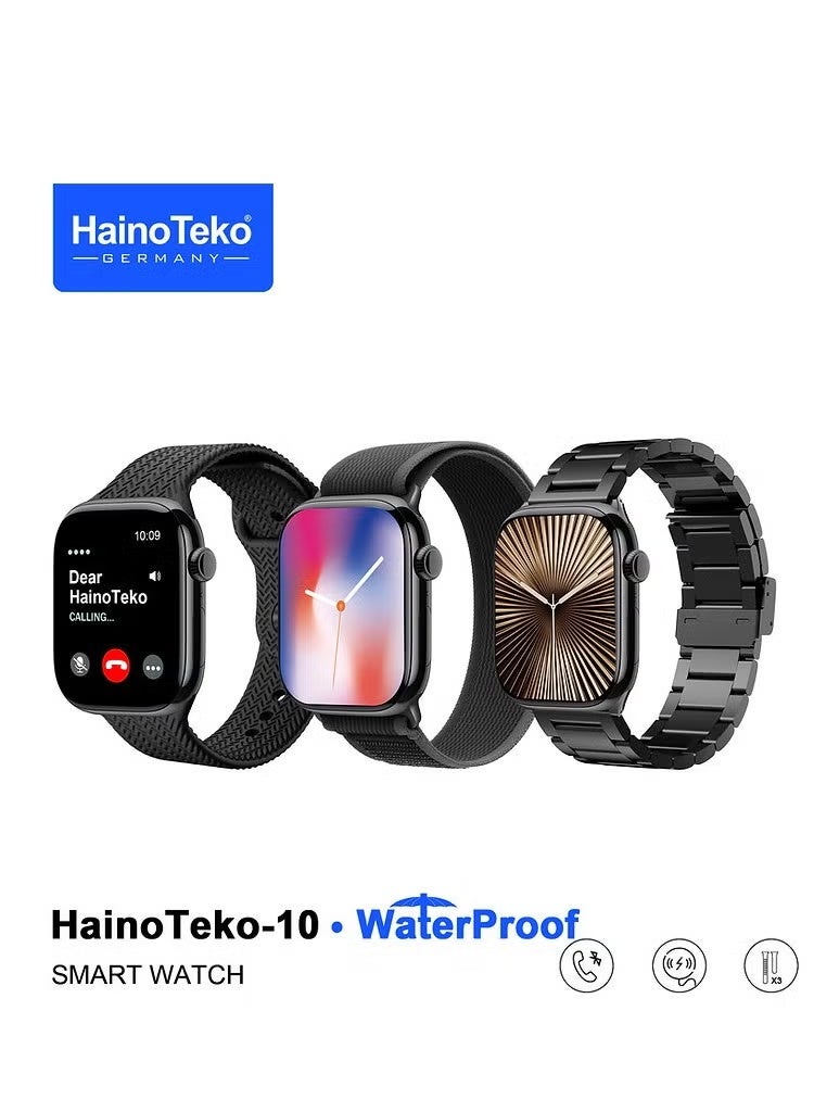 Compare Waterproof Smart Watch with AMOLED Display – Fitness & Health Tracker, Social App Integration, 3 Interchangeable Straps, Activity & Heart Rate Monitor for Men & Women – Black at KSA Price