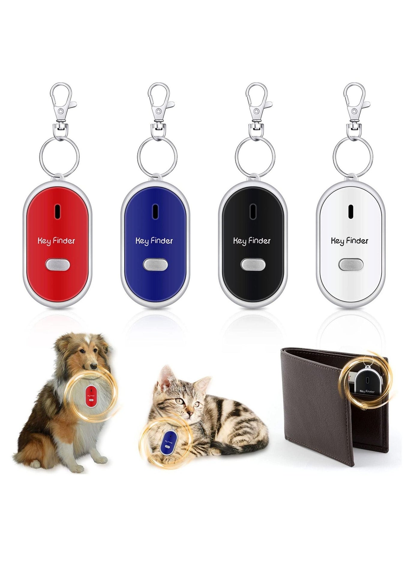 Compare 4 Pieces Key Finder Locator LED Light Remote Sound Control Lost Key Finder with Keychain for Child Elderly Pet Luggage at KSA Price
