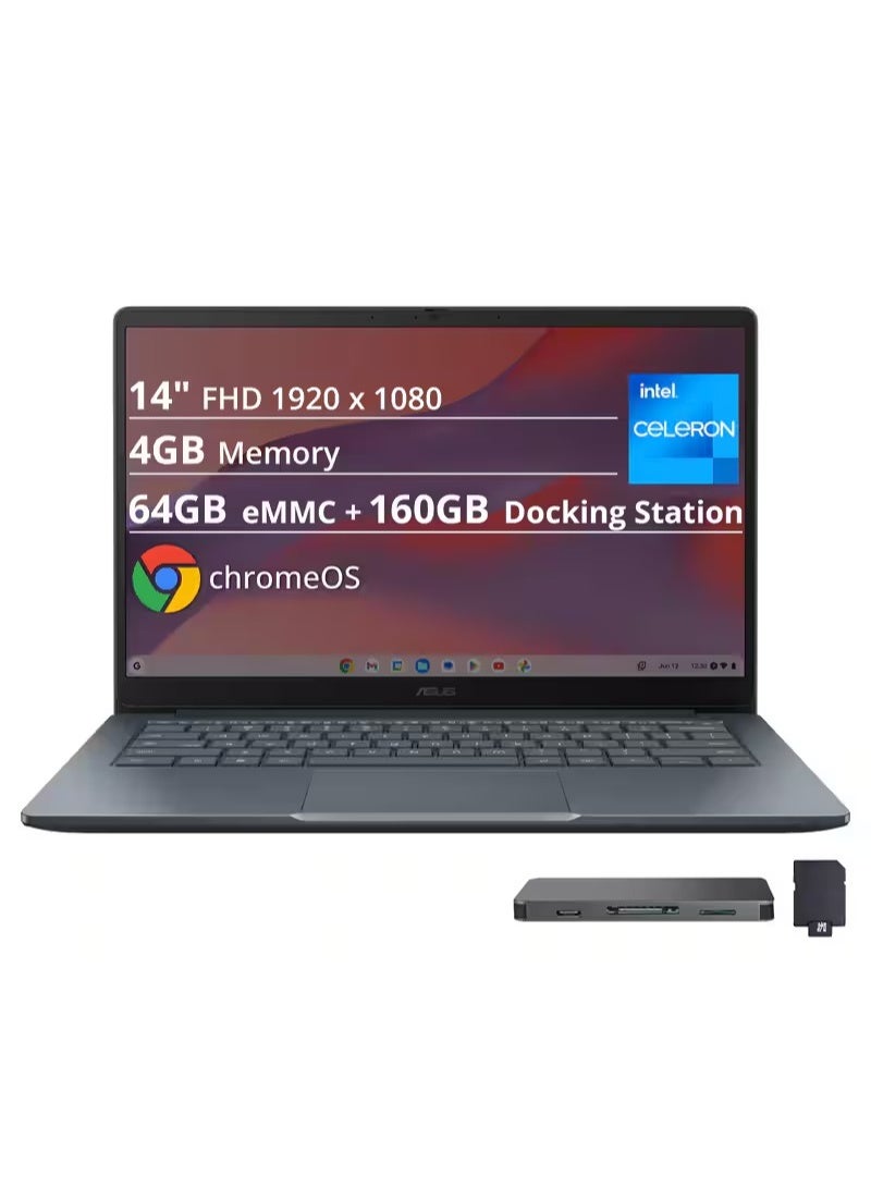 Compare ASUS Chromebook CX14 14 FHD IPS Laptop, Intel Processor N50, 4GB LPDDR5 RAM, 64GB eMMC+128GB Docking Station Set, Intel UHD Graphics, ChromeOS, WiFi 6, Dusk Gray English Dust Grey at KSA Price
