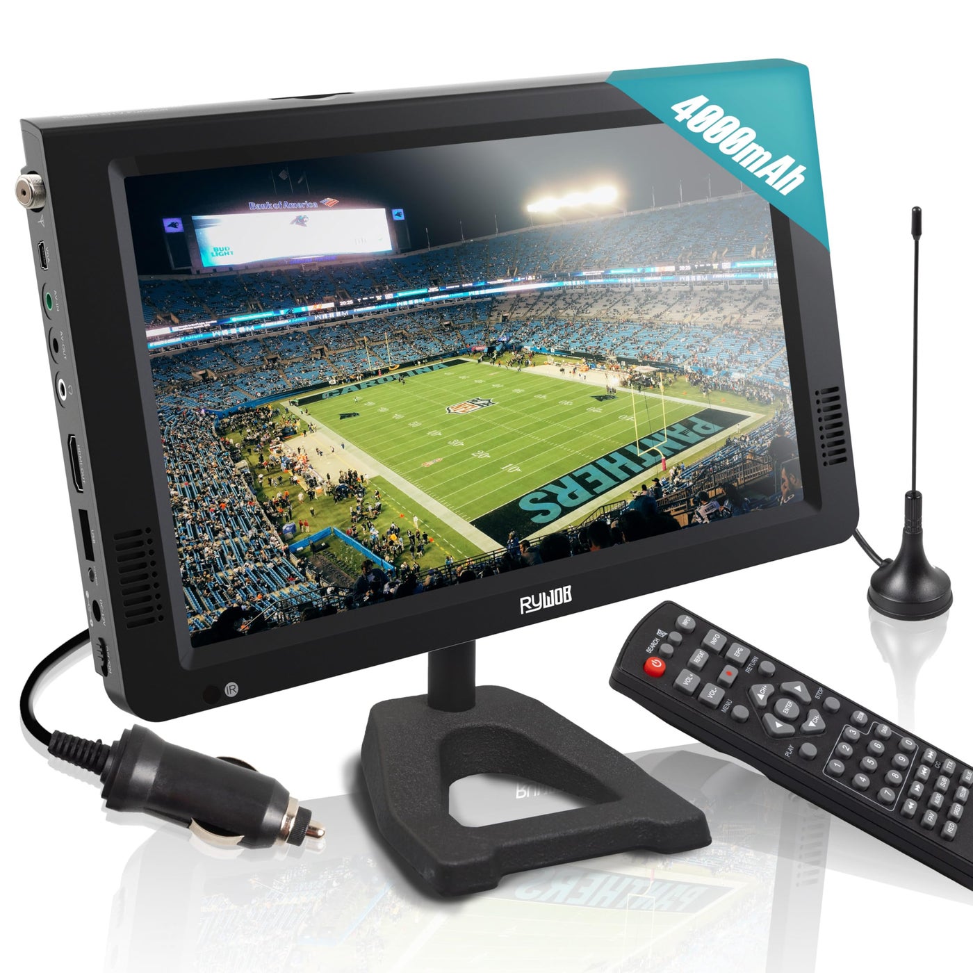 Compare Rywob 10 Portable TV,Battery TV with USBSDHDMI Input,Mini TV 1080P LCD Screen with Stand for Camping, Car, Kitchen,Travel,Emergencyï¼ˆBlack Standï¼‰ at KSA Price
