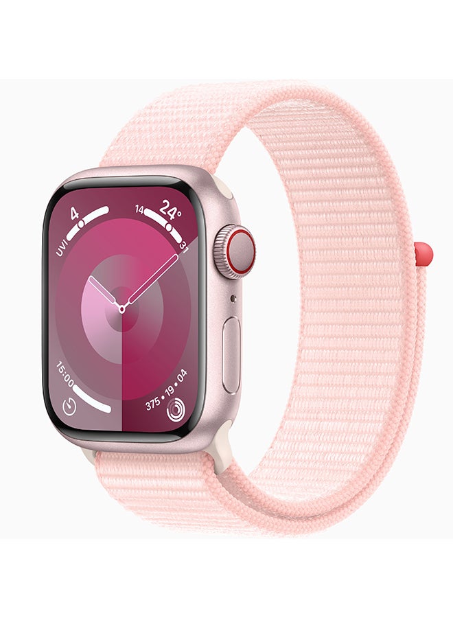 Compare Watch Series 9 GPS + Cellular 41mm Pink Aluminium Case With Light Pink Sport Loop at KSA Price