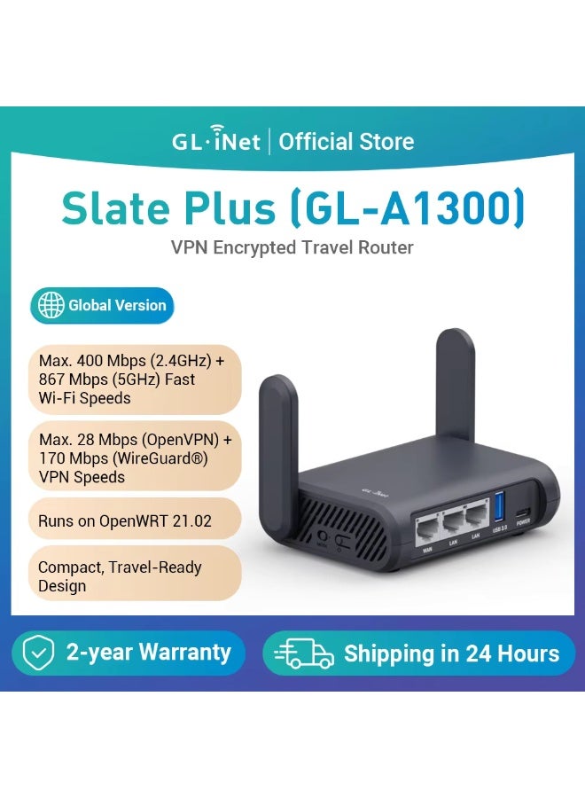 Compare GL.iNet GLA1300 Pocket VPN Travel Router – Portable WiFi Router for Travel, Easy to Set up, Connect to Public & Hotel WiFi login Page at KSA Price