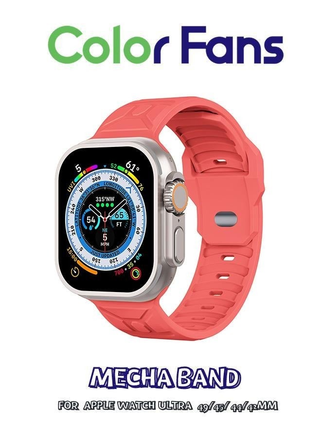 Compare Soft Silicone Sport Band for Apple Watch Ultra 49mm, 45mm, 44mm, 42mm  Guava Red  Replacement Strap for iWatch Series 8, 7, SE, 6, 5, 4, 3, 2, 1  For Men and Women at KSA Price