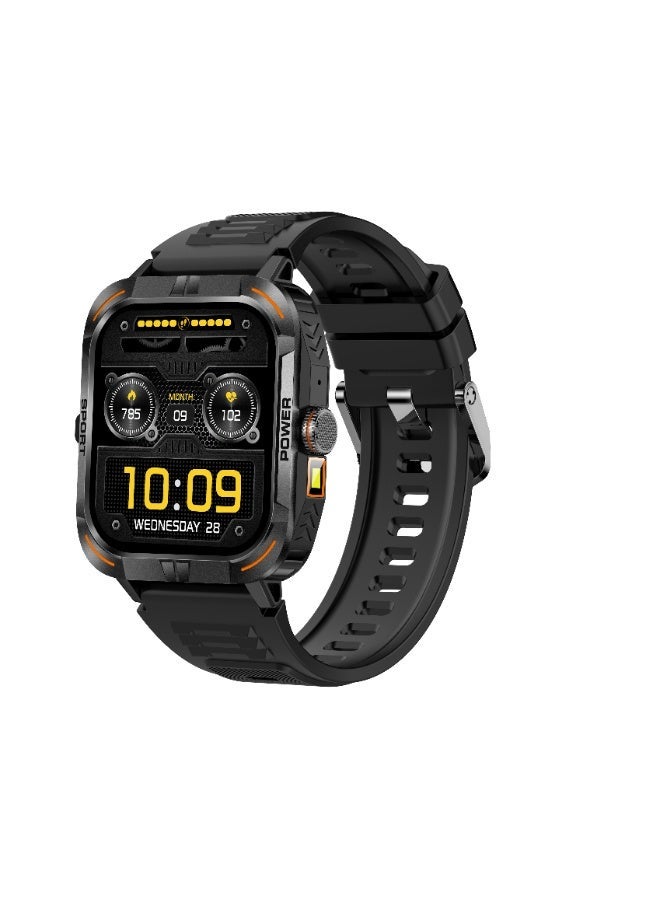 Compare Mens black smartwatch, 1.97inch AMOLED display, supports Bluetooth calling, sleep monitoring, compatible with Android and iOS systems, over 100 sports modes, pedometer, IP67 water resistance. at KSA Price