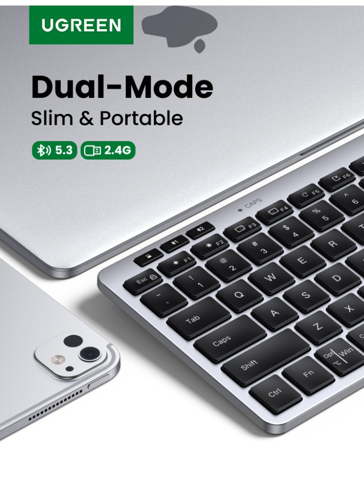 Compare Wireless Keyboard, TriDevice Bluetooth & 2.4G Wireless Keyboard for Laptop, Auto Key Mapping for Windows & macOS, 78 Keys Silent Typing, Long Battery Life, Skinfriendly Feel, For Windows & Mac grey at KSA Price
