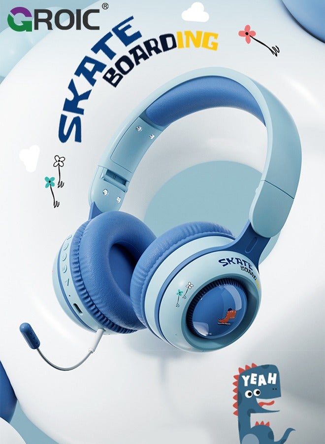 Compare Kids Toddlers Bluetooth Headphones, Foldable 9 Colorful Led Lights Wireless Dinosaur Headphones with Mic & 3.5mm Jack, Boys Girls OnEar Gaming Headset Gifts for PS4Xbox OneSwitchPCTablet at KSA Price