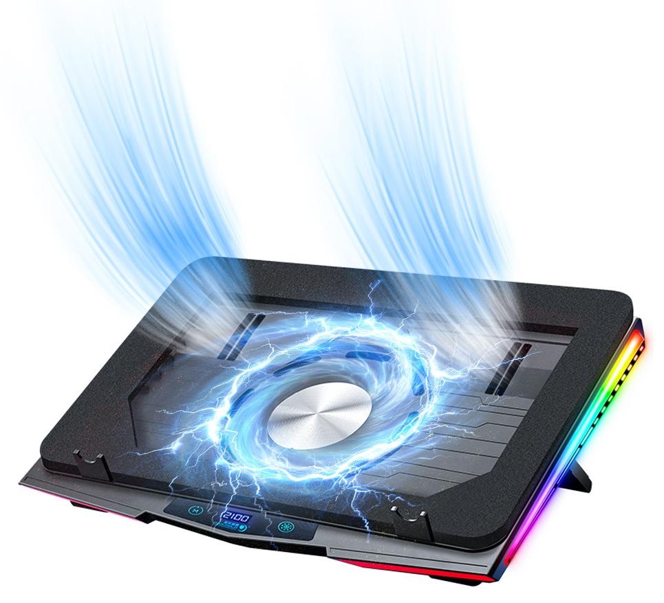Compare Gaming Laptop Cooling Pad, RGB Laptop Cooler with 3 Powerful Turbofans, 5 Height Adjustable Laptop Cooling Stand, 5 Fan Speed Touch Control, Seal Memory Foam for Cooling 1219.3 inch Laptop at KSA Price