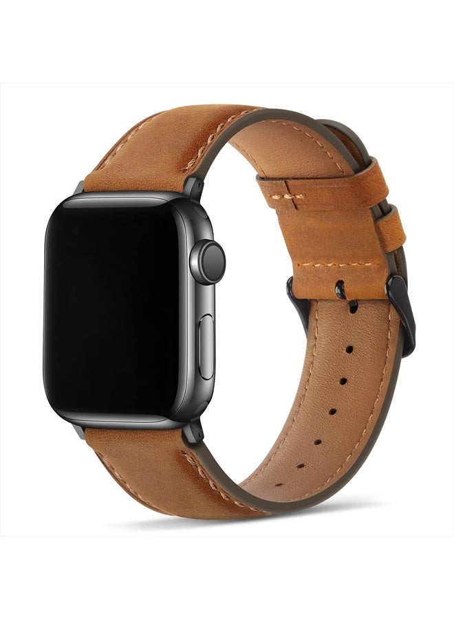 Compare Bands Compatible with Apple Watch Band 49mm 45mm 44mm 42mm Men Genuine Leather Replacement Bands Compatible with Apple Watch Ultra Series 8 7 45mm SE 6 5 4 44mm 3 2 1 42mm  Light Brown at KSA Price