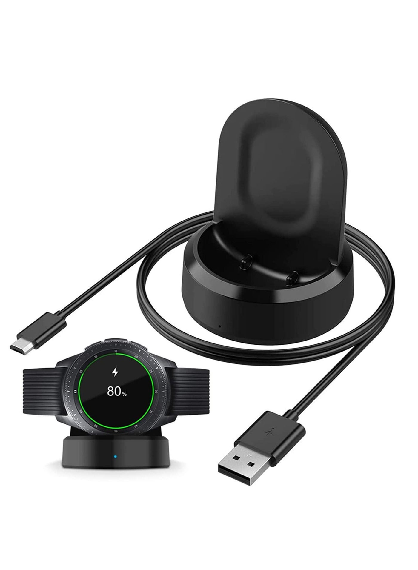 Compare Charger for Samsung Galaxy Watch 42mm 46mm Wireless Fast  Dock Smart gear S3 Portable Charging Cradle stand with USB Cable Black at KSA Price