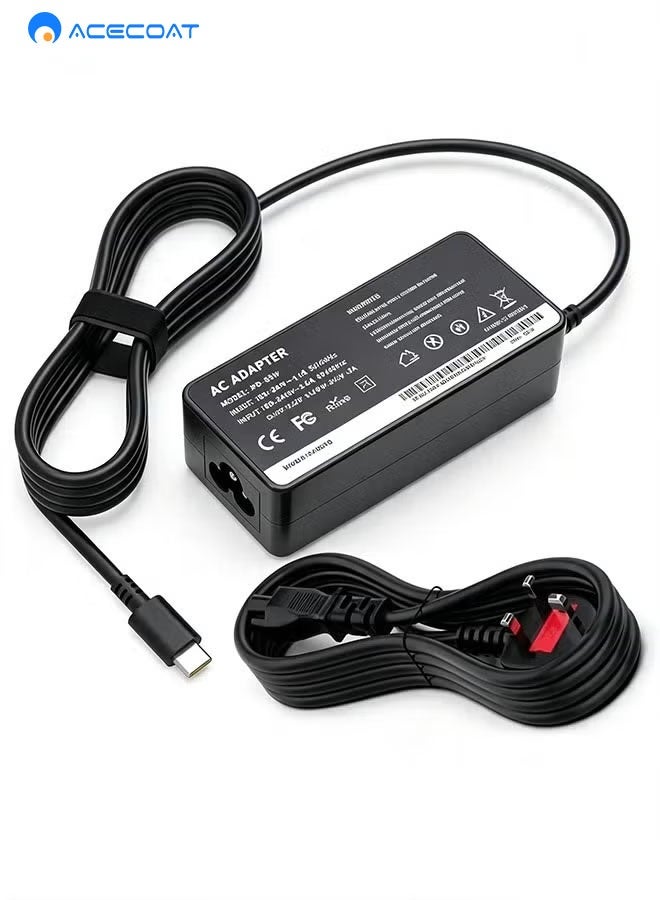 Compare 65W USB TypeC Power Adapter for Lenovo, Dell, Samsung, HP Chromebooks & USBC Laptops, AC Charger with Overcurrent and Overvoltage Protection at KSA Price