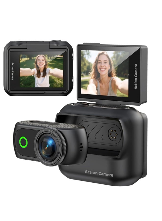 Magnetic Action Camera 1080P with Flip Screen - Hands-Free…