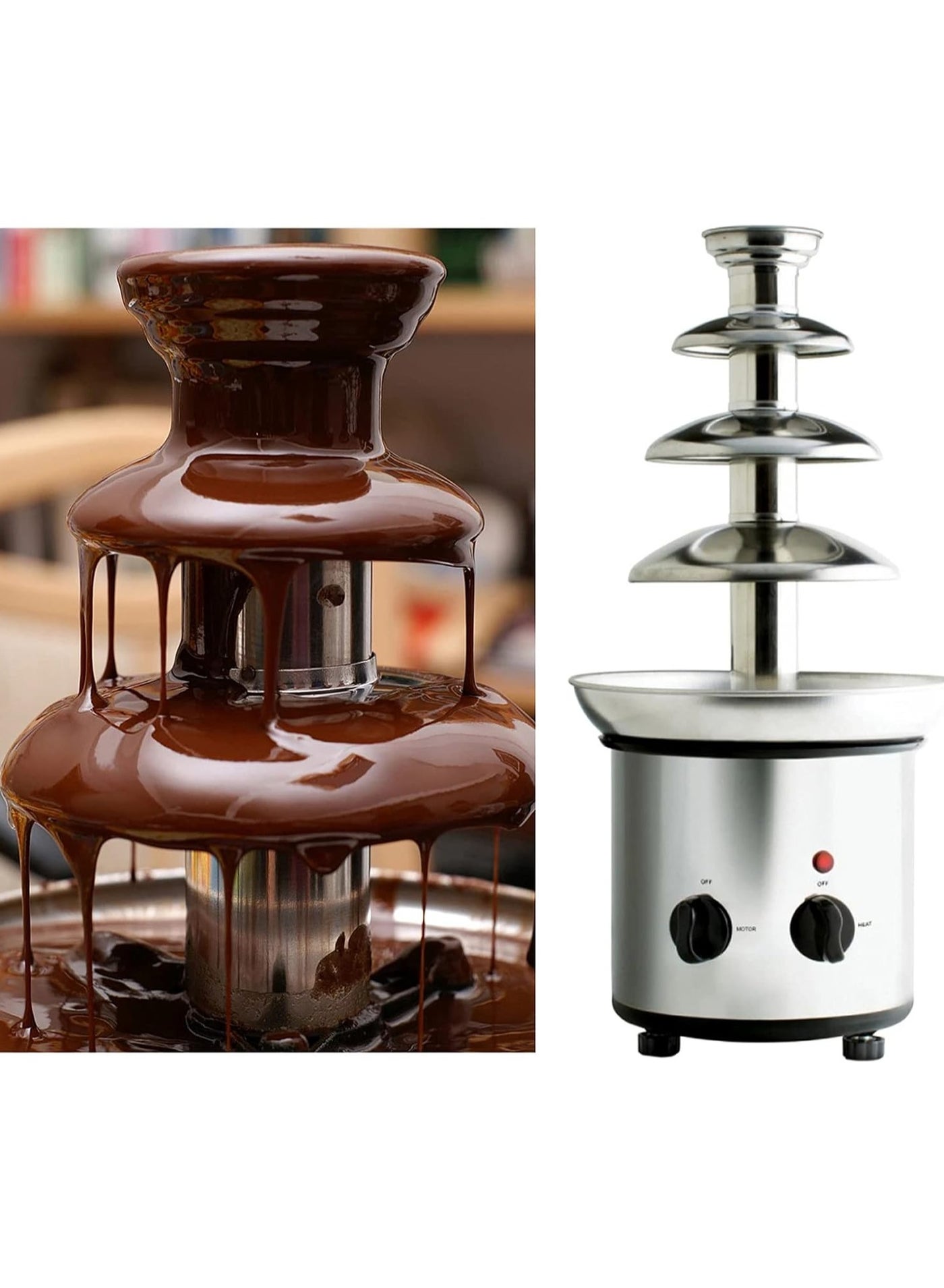 Compare Chocolate Fountain, Stainless Steel Four Layers Creative Design, Quickly Melt Chocolate, Heating Fondue Machine, DIY Waterfall, for Party at KSA Price