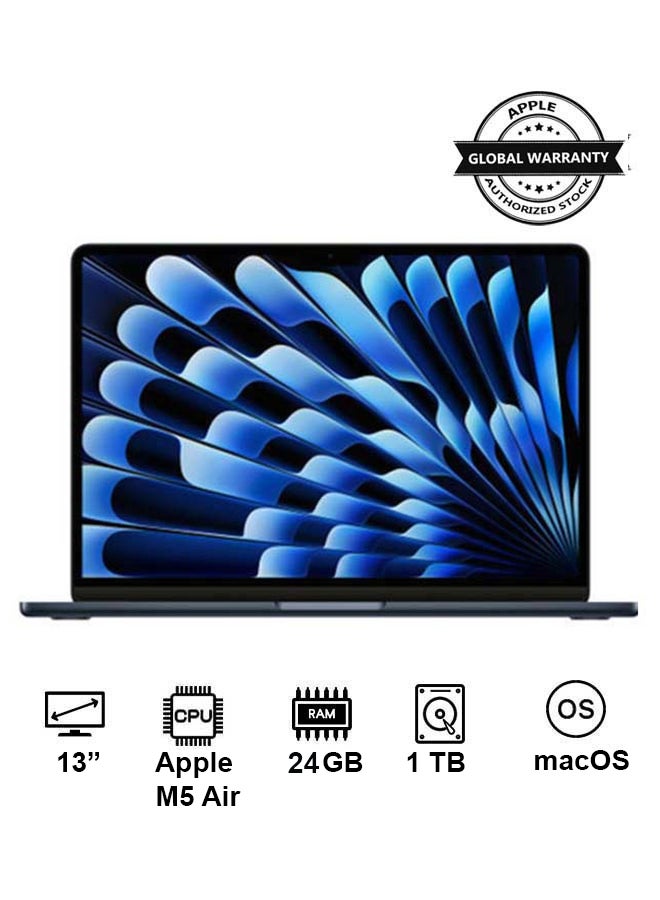 Compare New 2026 MacBook Air MDHG4 | 13 Inch Display | Apple M5 Air  | 10Core CPU 10Core GPU | 24GB RAM | 1TB SSD | macOS | English And Arabic Keyboard | Midnight at KSA Price