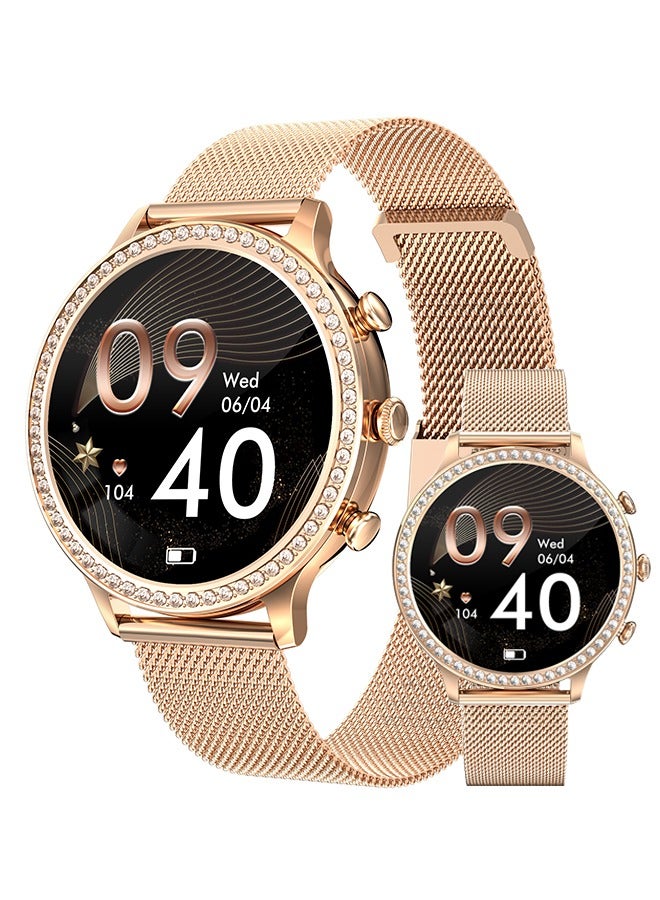 Compare Womens smart watch answermake calls smartwatch for Android phones and iOS 1.32HD screen fitness tracker 19 exercise mode heart rate sleep monitor pedometer waterproof, RTI70 Gold at KSA Price