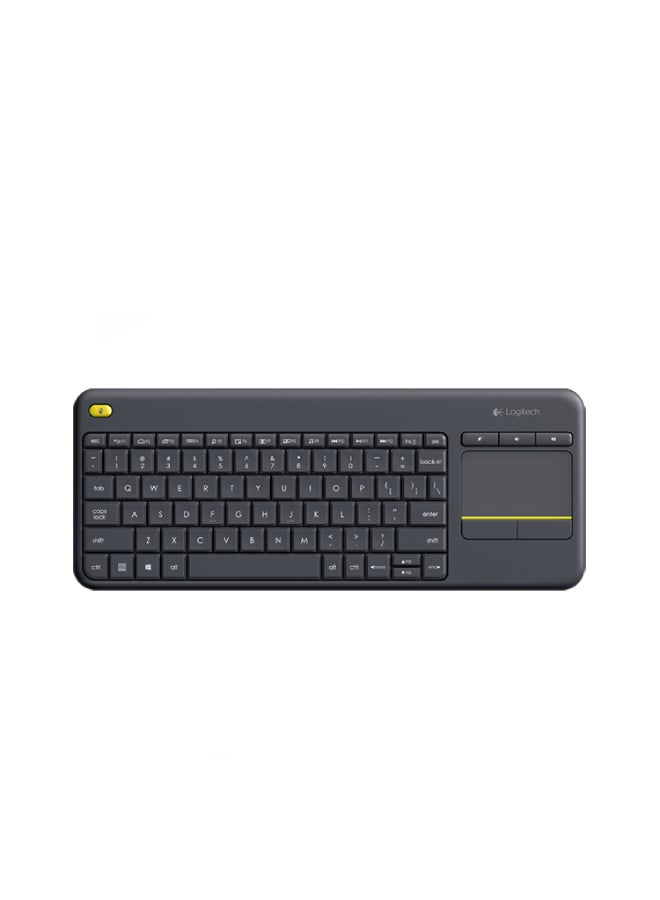 Compare K400 Plus Wireless Livingroom Keyboard with Touchpad for Home Theatre PC Connected to TV, Customizable MultiMedia Keys, Windows, Android, LaptopTablet, Arabic Keyboard Black at KSA Price