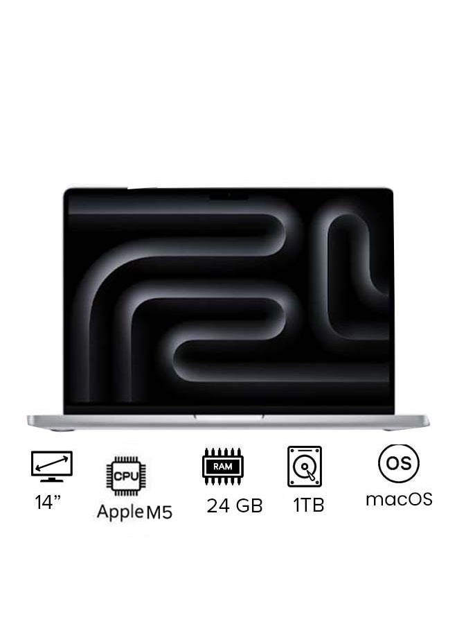 Compare MacBook Pro MDE64 | 14 Inch Display | Apple M5 Chip | 10Core CPU And 10Core GPU | 24GB RAM | 1TB SSD | macOS | EnglishArabic silver at KSA Price