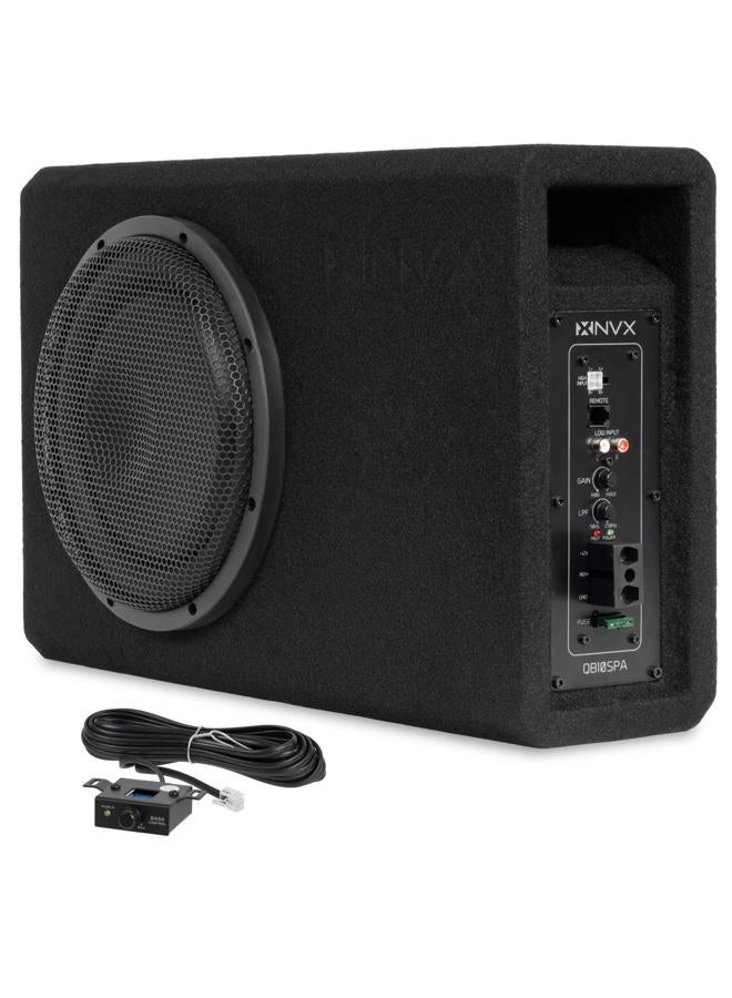 Compare QB10SPA 10 1200W 350W RMS Shallow Slot Ported Powered Subwoofer Enclosure – Builtin Amplifier, Metal Grille, Remote Bass Knob, Easy to Install in Cars & Trucks at KSA Price