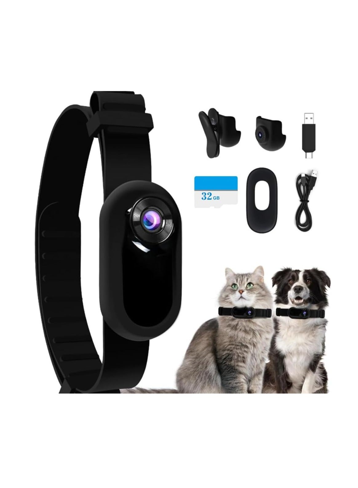 Compare Cat Camera Collar with 32GB SD Card, HD 1080P Dog Collar Action Camera Mini Wireless Camera for Cat Collar, Pet Collar Camera Outdoor Last at KSA Price