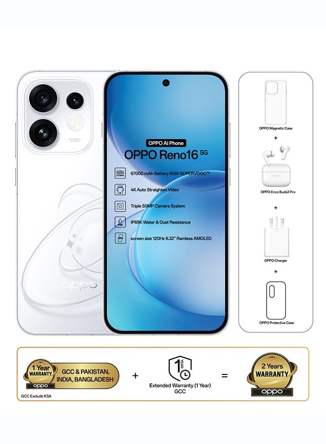 Reno16 AI Phone Dual SIM 5G Pop White…