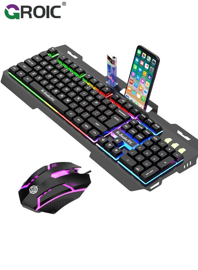 Wired Keyboard and Mouse with Colored Backlit,…